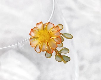 Handmade Little Orange Daisy Flower Ring