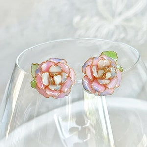 Handmade Pink Magic Moment Rose Flower Earrings