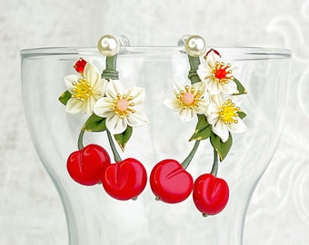 Cherry and Flowers Earrings