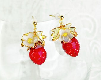 Handmade Strawberry Plant Earrings