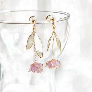 Handmade Pink Tulip Flower Earrings