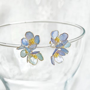 Handmade Blue Hydrangeas Flower Earrings