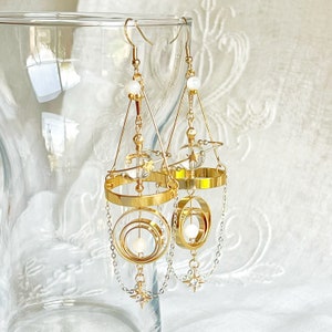 Sun Catcher Style Solar System Clear Quartz Planet Celestial Earrings