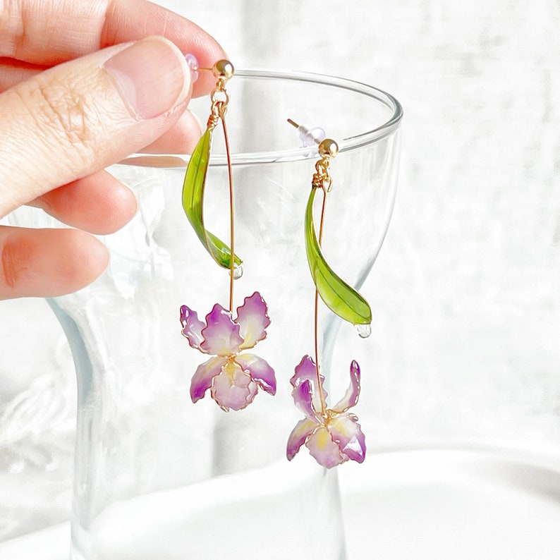 Handmade Purple Iris Flower Earrings image 5