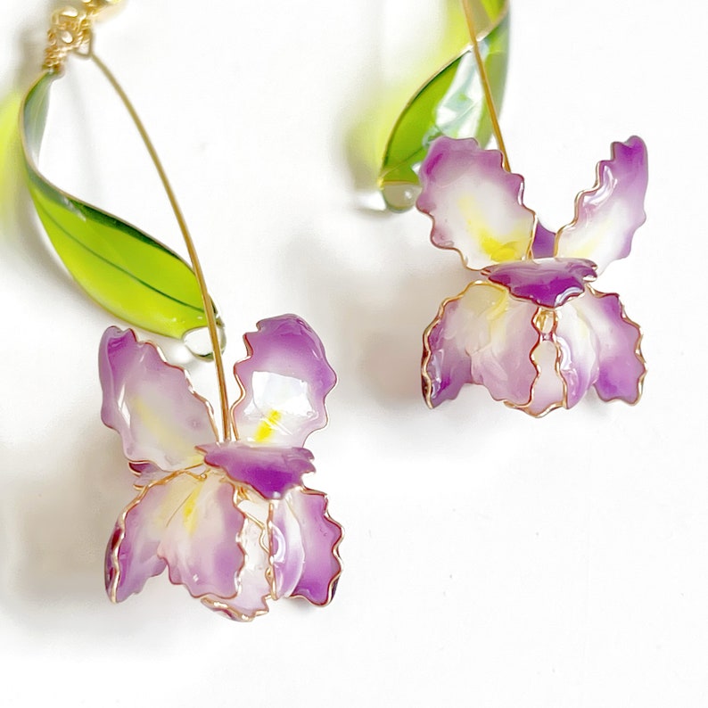 Handmade Purple Iris Flower Earrings image 9