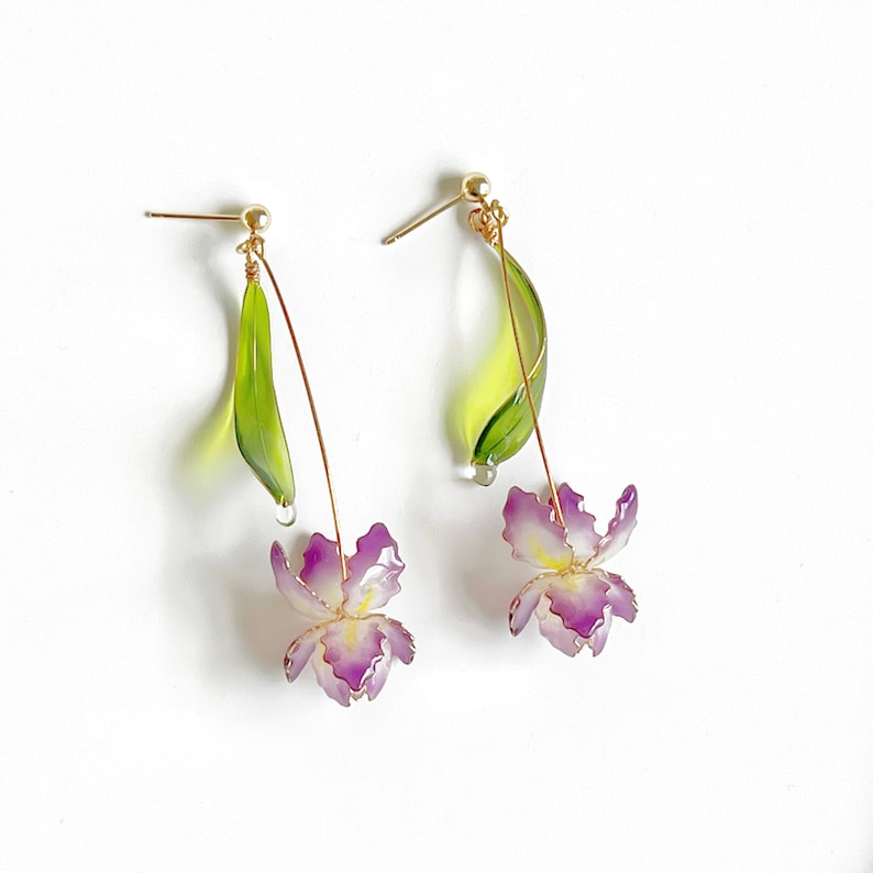 Handmade Purple Iris Flower Earrings image 6