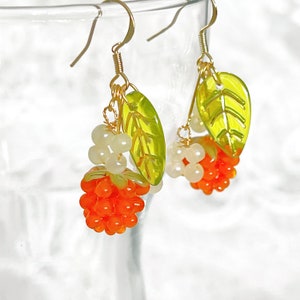 Pendientes colgantes de frambuesa silvestre naranja