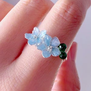 Handmade Little Blue Forget-Me-Not Flowers Ring