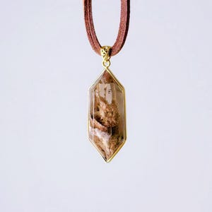 Handmade Smoky Phantom Quartz Double Terminated Crystal Pendant Necklace