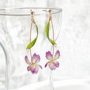 Handmade Purple Iris Flower Earrings image 3