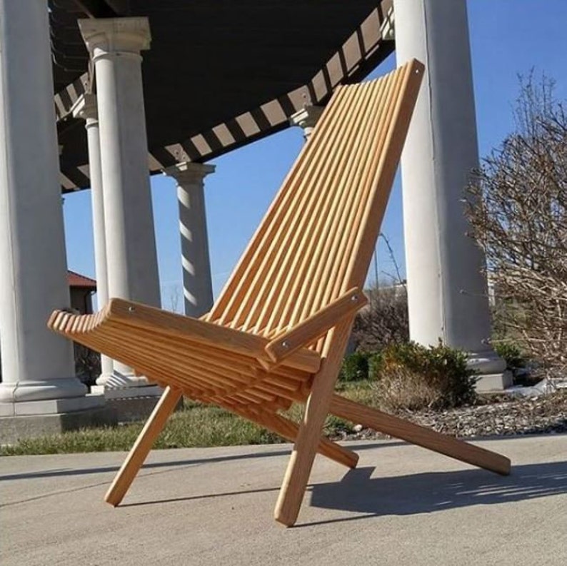 Oak Chair Natural Danish Oil Finish Folding Patio Furniture Etsy