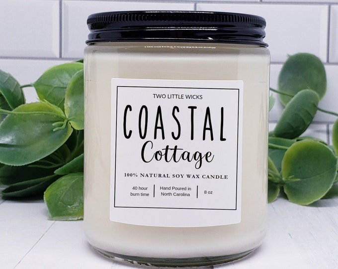 Coastal Cottage Scented Soy Candle Beach Scented Candles Soy Candles for Home Clean Burning Candles Soy Candle Gifts Home Coastal Candle