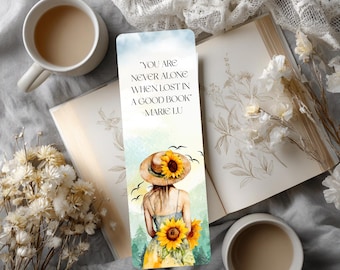 Marque-page tournesol | Citation de Marie Lu | Cadeau de lecture pour amoureux des livres