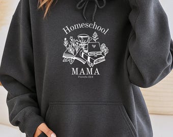 Sweat à capuche maman pour l'école à la maison : sweat-shirt unisexe en coton mélangé