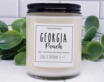 Georgia Peach Scented Soy Candle Peach Scented Candles Summer Peach Scented Soy Candles Clean Burning Soy Candles Gifts for New Home Candles