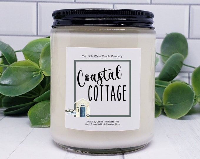 Coastal Cottage Scented Soy Candle Beach Scented Candles Soy Candles for Home Clean Burning Candles Soy Candle Gifts Home Coastal Candle