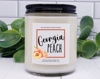 Georgia Peach Scented Soy Candle Peach Scented Candles Summer Peach Scented Soy Candles Clean Burning Soy Candles Gifts for New Home Candles