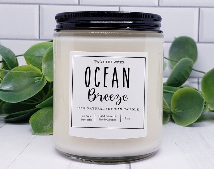 Scented Soy Candles Ocean Breeze Scented Soy Candles Handmade Ocean Breeze Candles Beachy Scented Soy Candles Ocean Breeze Beach Decor