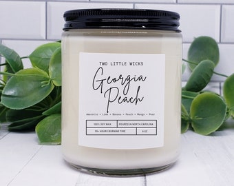 Georgia Peach Scented Soy Candle Peach Scented Candles Summer Peach Scented Soy Candles Clean Burning Soy Candles Gifts for New Home Candles