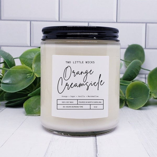 Orange Creamsicle Scented Soy Candles Summer Candles Home Candles Orange Scented Candle Gift for Mom Orange Popsicle Scented Soy Candles