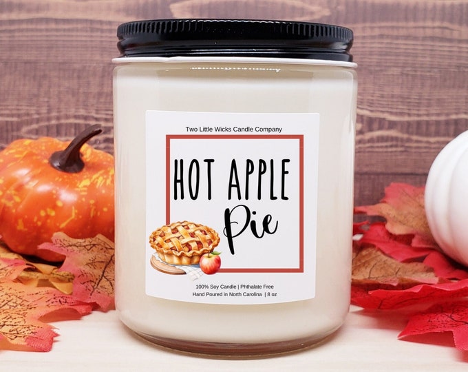 Hot Apple Pie Scented Soy Candle, Apple Pie Candles, Fall Apple Pie