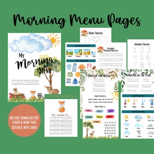 Forest Morning Menu - Homeschool & Preschool - Digital Download