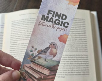 Marque-page pour amoureux des livres, citation « Trouvez la magie entre les pages », papier cartonné plastifié