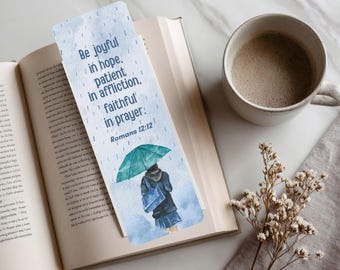 Romains 12:12 Marque-page | versets bibliques chrétiens | Cadeau pour les amoureux des livres