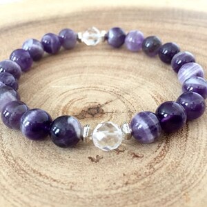 Amethyst and Silver Beaded Bracelet Gift Idea for Sister or Friend Crown Chakra Bracelet February Birthstone Bracelet for Women image 9