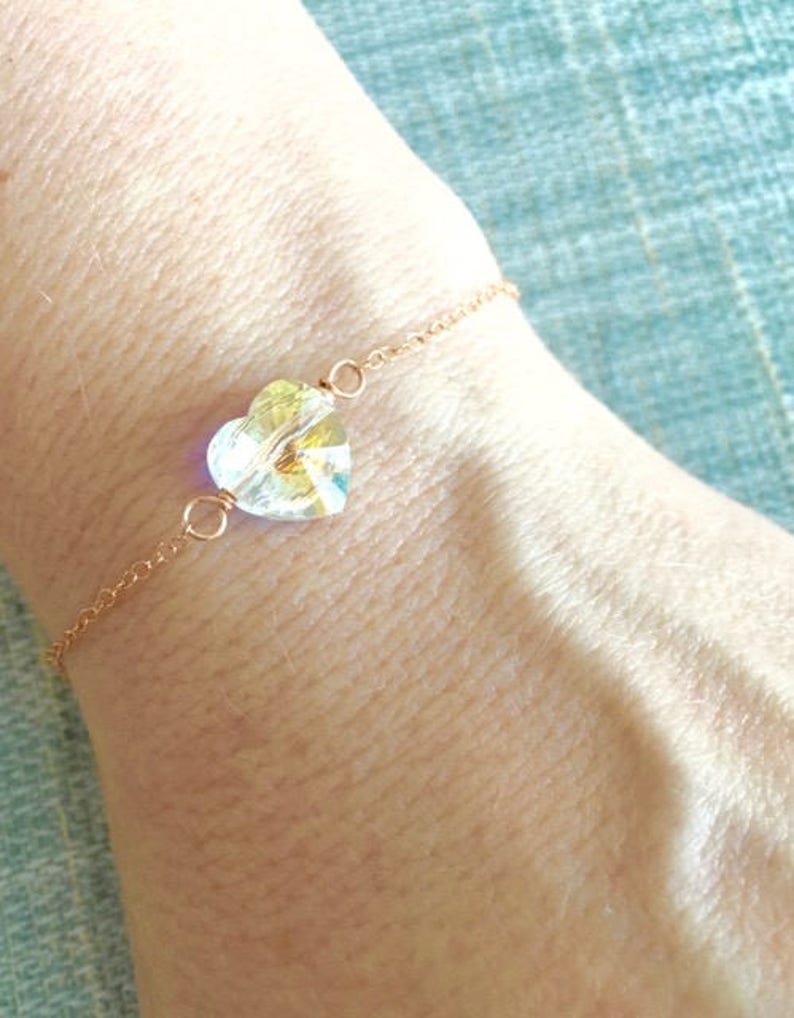 Simple Charm Bracelets Dainty Heart Bracelet Sister Gift Best Friend Bracelet Gold Chain Bracelet Gift Dainty Heart Jewelry
