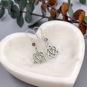 Silver Celtic Knot Charm Earrings on Sterling Silver Ear Wires Great Gift Idea for Girlfriend Scottish and Irish Sister Knot Earrings 10. Amethyst