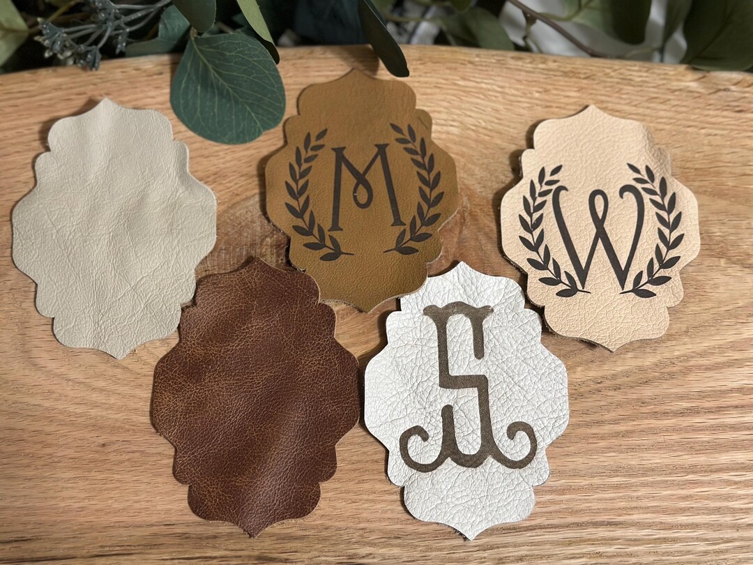 Custom Engraved Leather Monogram Patch: Italian Leather, Upcycled - Etsy