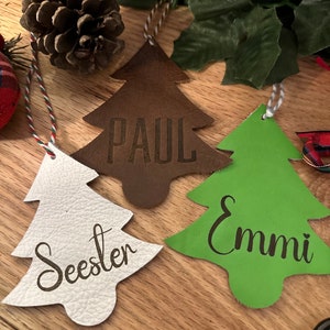 Benutzerdefinierte Leder Familie Namen Tags für Weihnachten, Geschenk 3 Zoll, Tischdekoration, Strümpfe