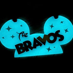 Custom Glow in the Dark Mouse Ears Stroller Tag - Family Name Locator