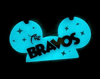 Custom Glow in the Dark Mouse Ears Stroller Tag - Family Name Locator