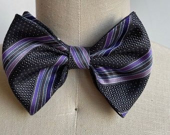 Purple/Black Stripe & Dot Bow Tie