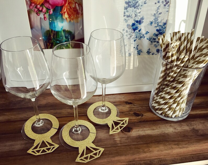 Engagement Ring Wine Charms Bridal Shower Decor Etsy