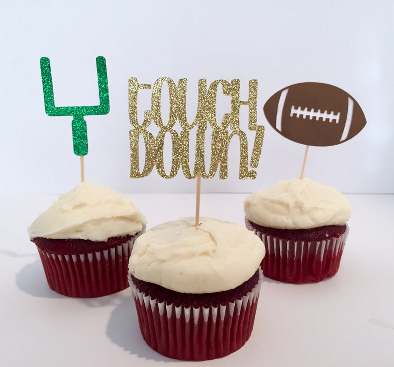 Super Bowl Party Cupcake Toppers Football Party Decor Etsy