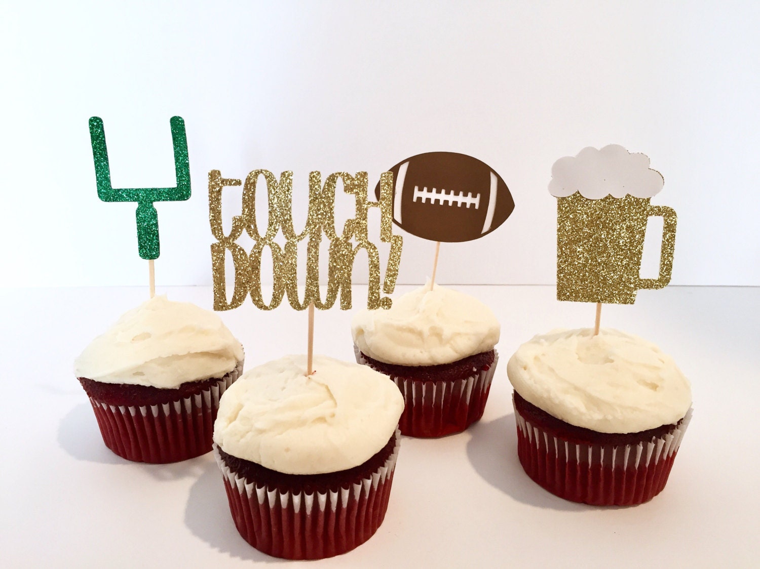 Super Bowl Party Cupcake Toppers Football Party Decor Etsy