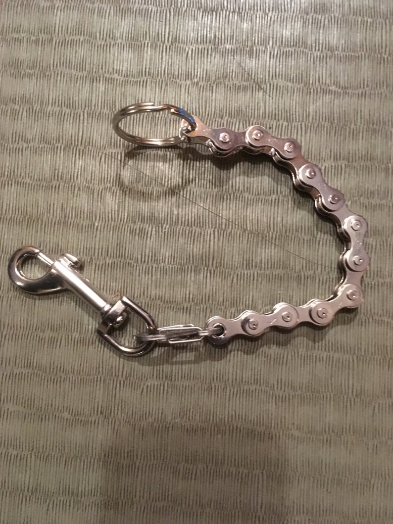 Chrome metal bicycle chain key ring bike jewelry gift for Etsy