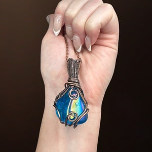 Aqua Aura Angel: Aqua Aura Quartz Wire Wrapped Pendant, Transitioning you into your healing abilities for self and others