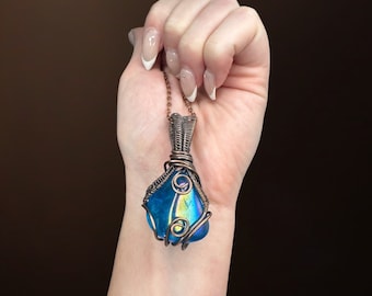 Aqua Aura Angel: Aqua Aura Quartz Wire Wrapped Pendant, Transitioning you into your healing abilities for self and others