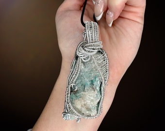 Reversible Aurachalcite Healing Raw Crystal Cluster Pendant, necklace for bringing alignment, healing stone for spiritual awakening