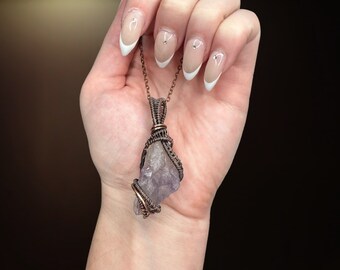 High Vibe: Amethyst Healing Crystal Necklace, Healing Stone Pendant, Third Eye Chakra, Spiritual Protection, Awakening