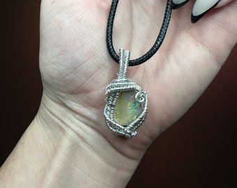 October Baby: Opal Healing Crystal Necklace, October birth stone promotes transformation, enlightenment, love