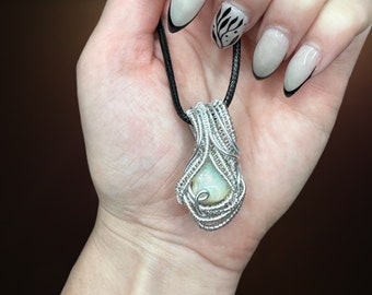 Love Stone: Opal Healing Crystal Necklace, October birth stone promotes transformation, enlightenment, love