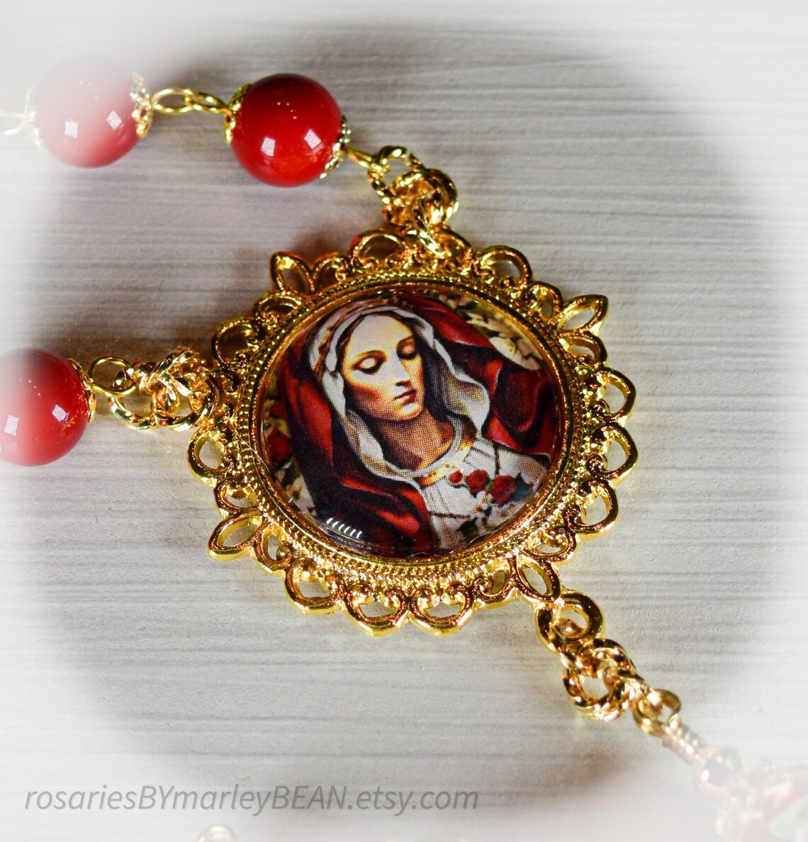 Catholic Handmade Rosary St Benedict Red Enameled Crucifix Color ...