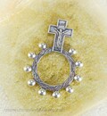 One Decade Ring Rosary: Silver Tone Metal, Stamped ITALY Crucifix