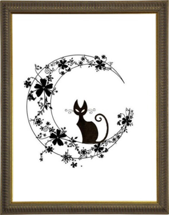Black And White Cat Drawing Animal Poster Artprint Gift For Cat Loversoffice Decorperfect Gifthome Art Hanging Decor Print Black Cat