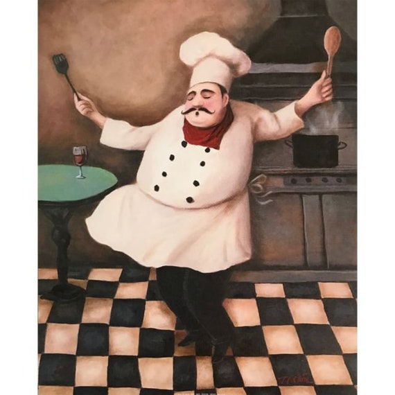 Set Of 3 Jolly Chefs Prints 8x10 Kitchen Decor Wall Art Gift For A Chef Any Cook Perfect The Or Dining Room